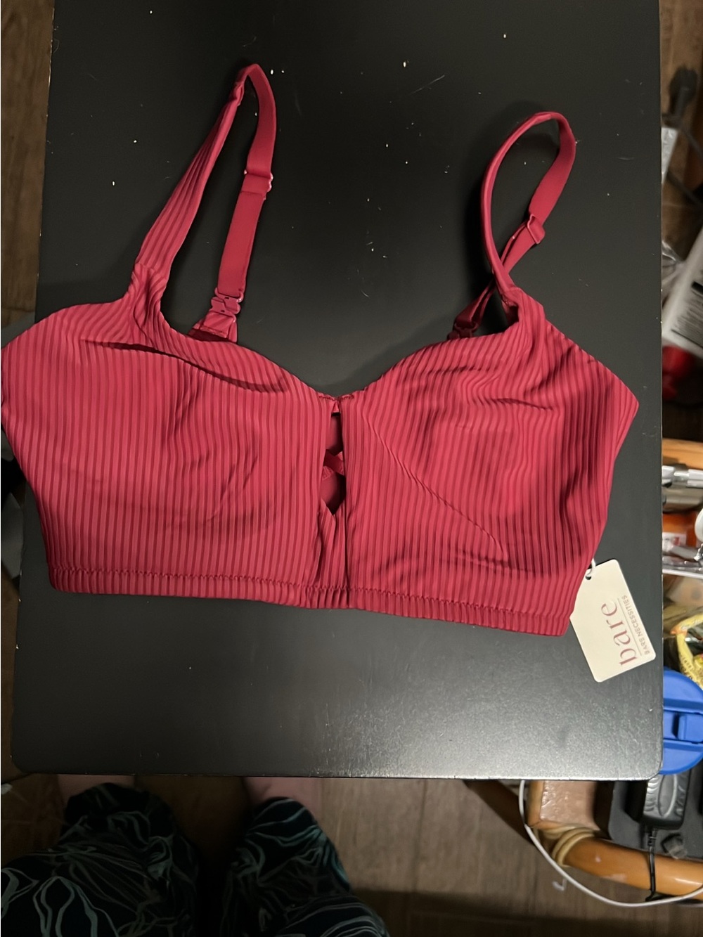 Bare Necessities Ribbed Wireless Minimzer in Tibetan Red